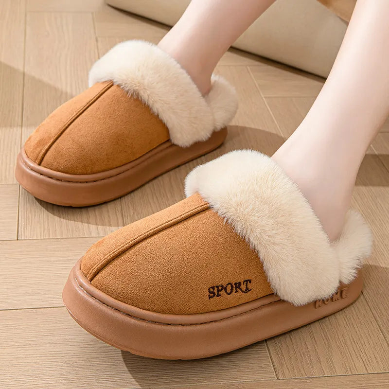 Chaleur Élégante - Chaussons en Suédine Douillets pour Femme