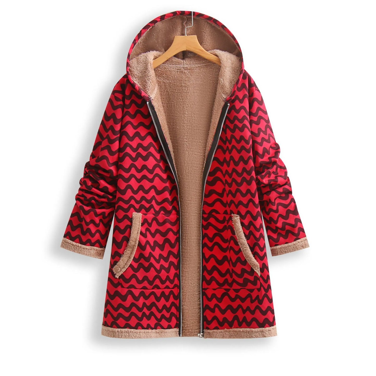 Manteau Élégant à Capuche Doublé en Fleece - Modèle Parisien
