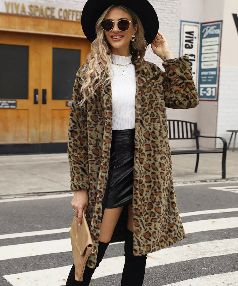 Veloria - Manteau Luxe en Fausse Fourrure Imprimé Léopard
