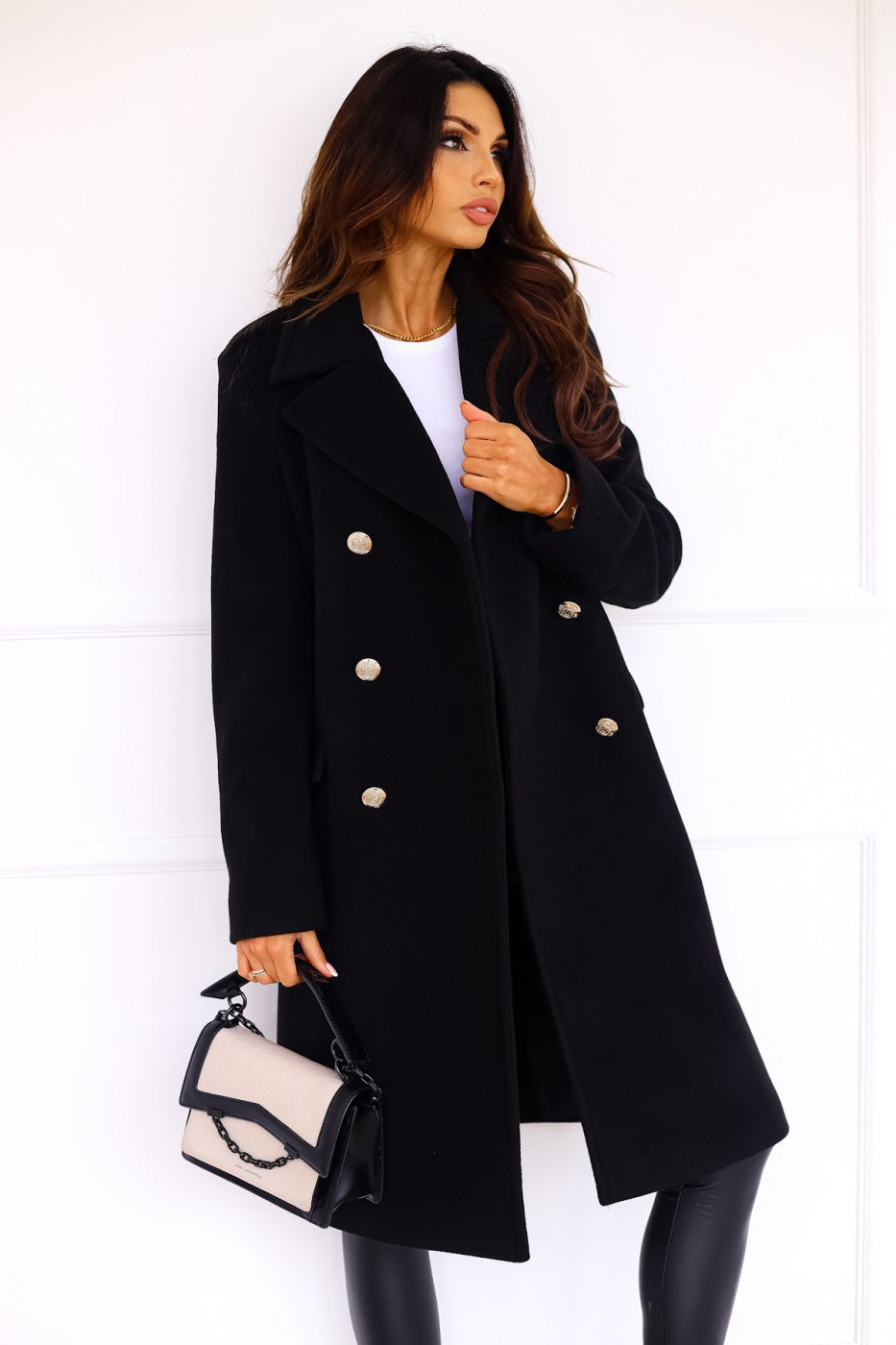 Manteau en laine à double boutonnage Élégance d'Hiver pour femme