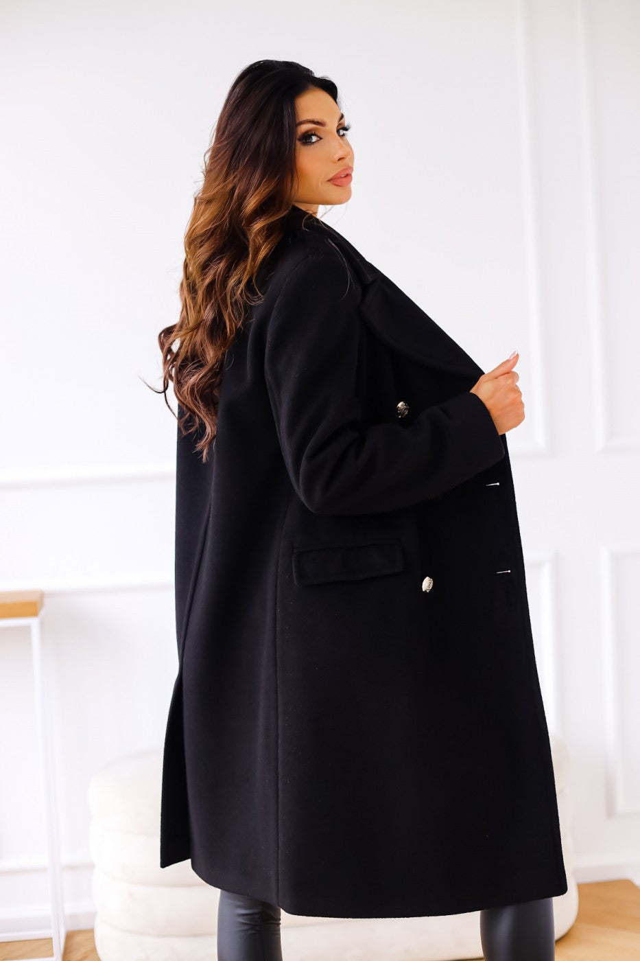 Manteau en laine à double boutonnage Élégance d'Hiver pour femme