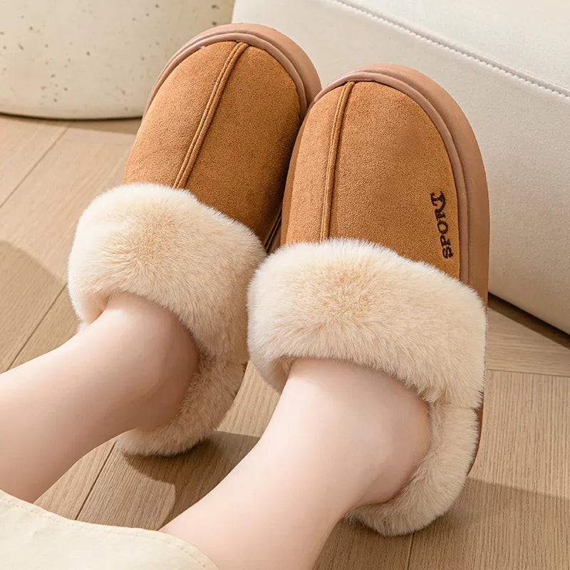 Chaleur Élégante - Chaussons en Suédine Douillets pour Femme
