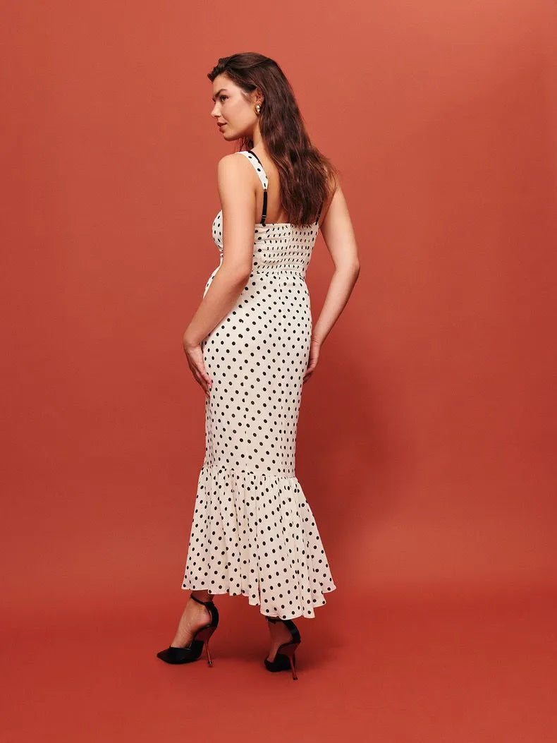 Éloria - Robe Portefeuille à Pois Vintage Élégance