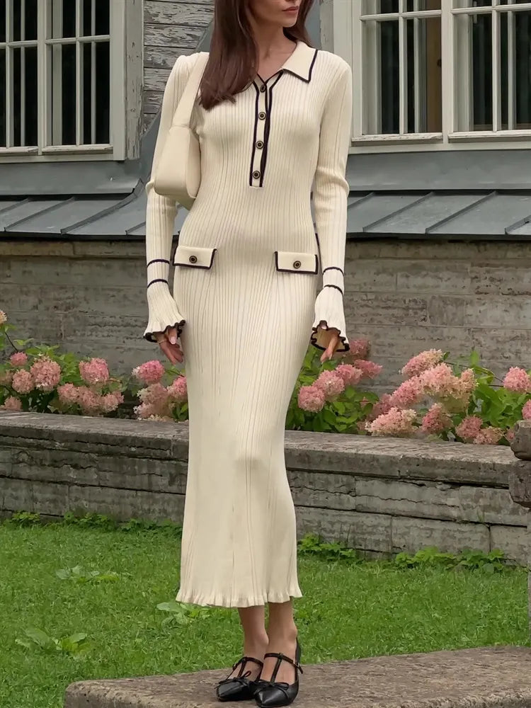 Sophie - Élégante robe en tricot avec volants raffinés