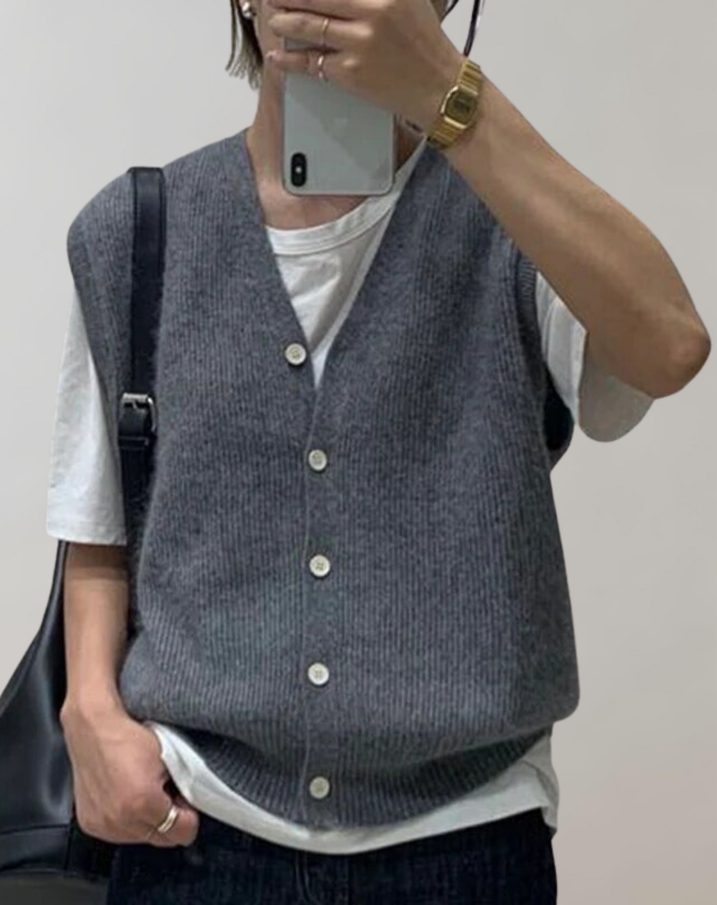 LuxeTricot - Cardigan en maille raffinée avec détail boutonné