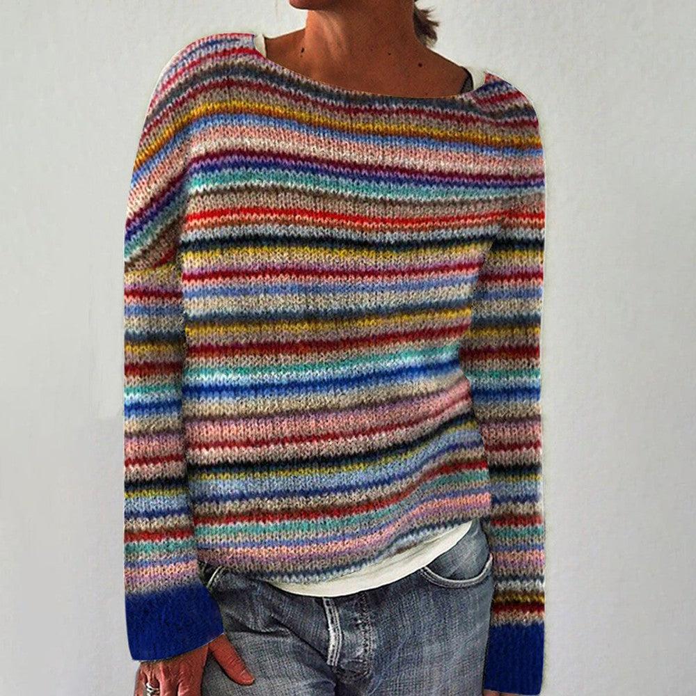 Léonore - Pull à manches longues à rayures chic et sophistiquées