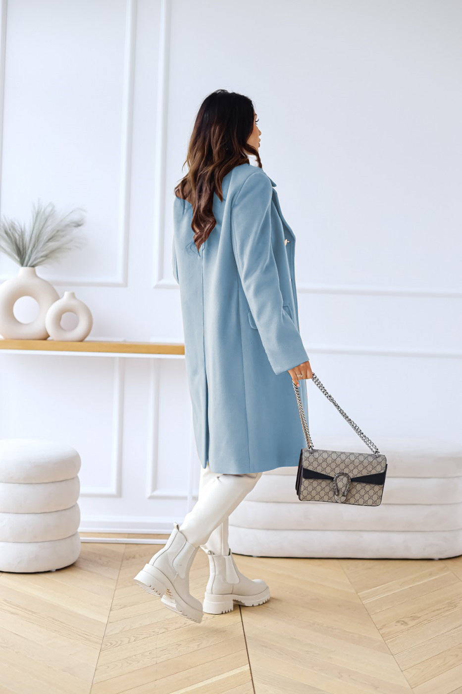 Manteau en laine à double boutonnage Élégance d'Hiver pour femme