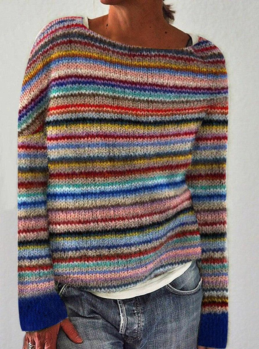 Léonore - Pull à manches longues à rayures chic et sophistiquées