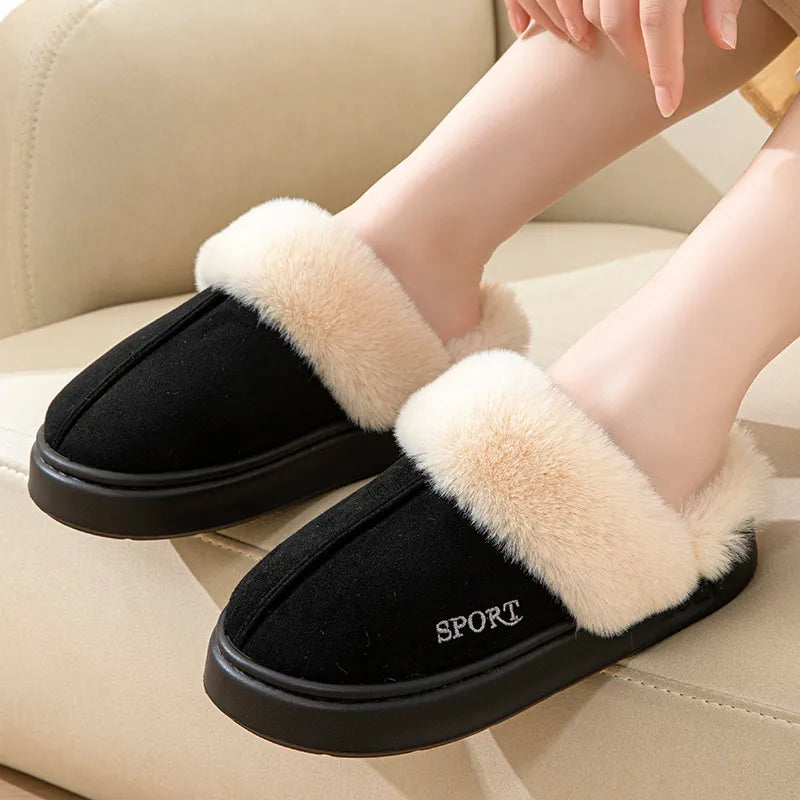 Chaleur Élégante - Chaussons en Suédine Douillets pour Femme