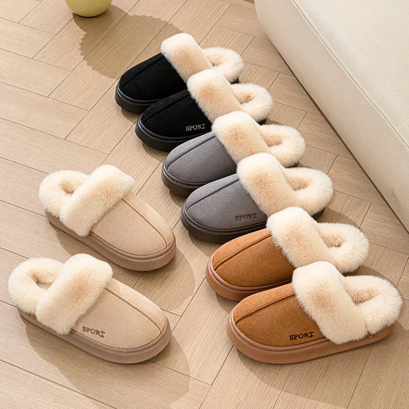 Chaleur Élégante - Chaussons en Suédine Douillets pour Femme