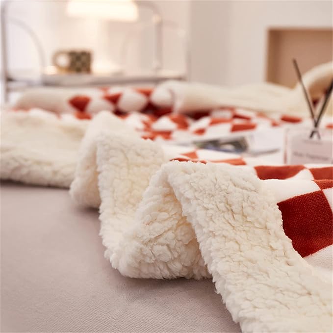 Plaid en polaire luxe à motif écossais, épais et douillet