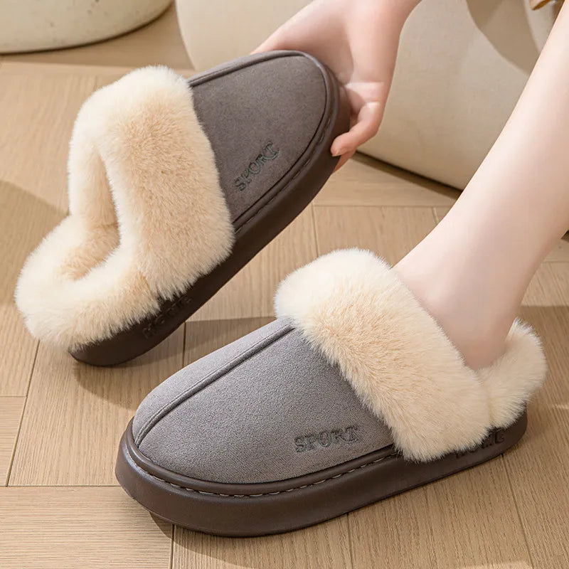 Chaleur Élégante - Chaussons en Suédine Douillets pour Femme