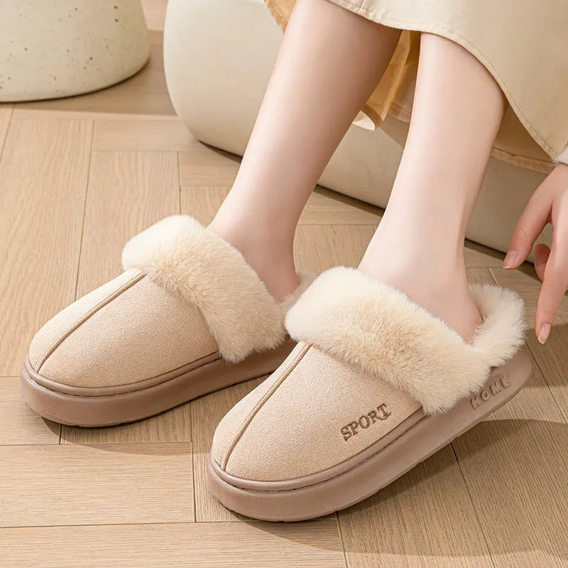 Chaleur Élégante - Chaussons en Suédine Douillets pour Femme