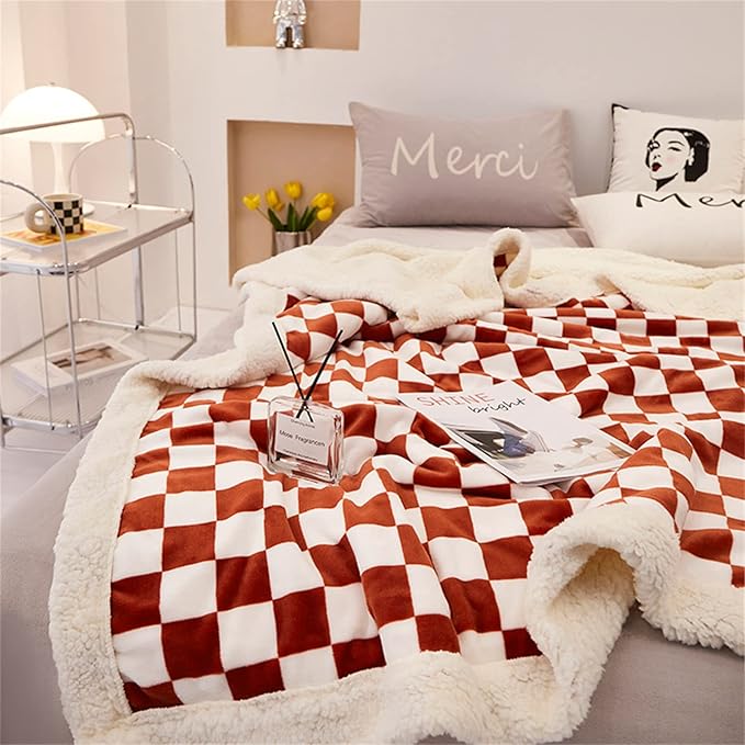 Plaid en polaire luxe à motif écossais, épais et douillet