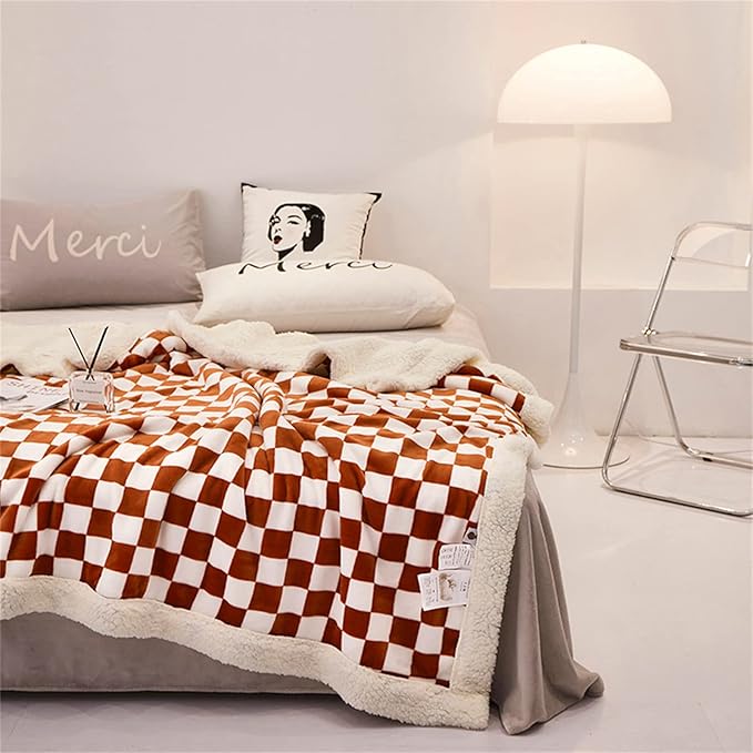 Plaid en polaire luxe à motif écossais, épais et douillet