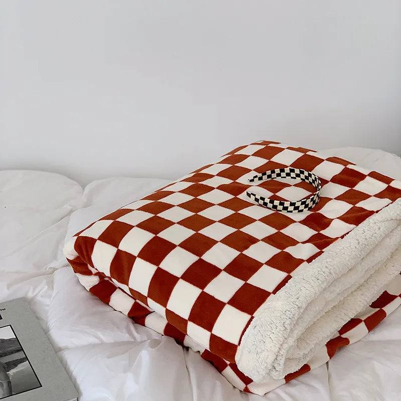 Plaid en polaire luxe à motif écossais, épais et douillet