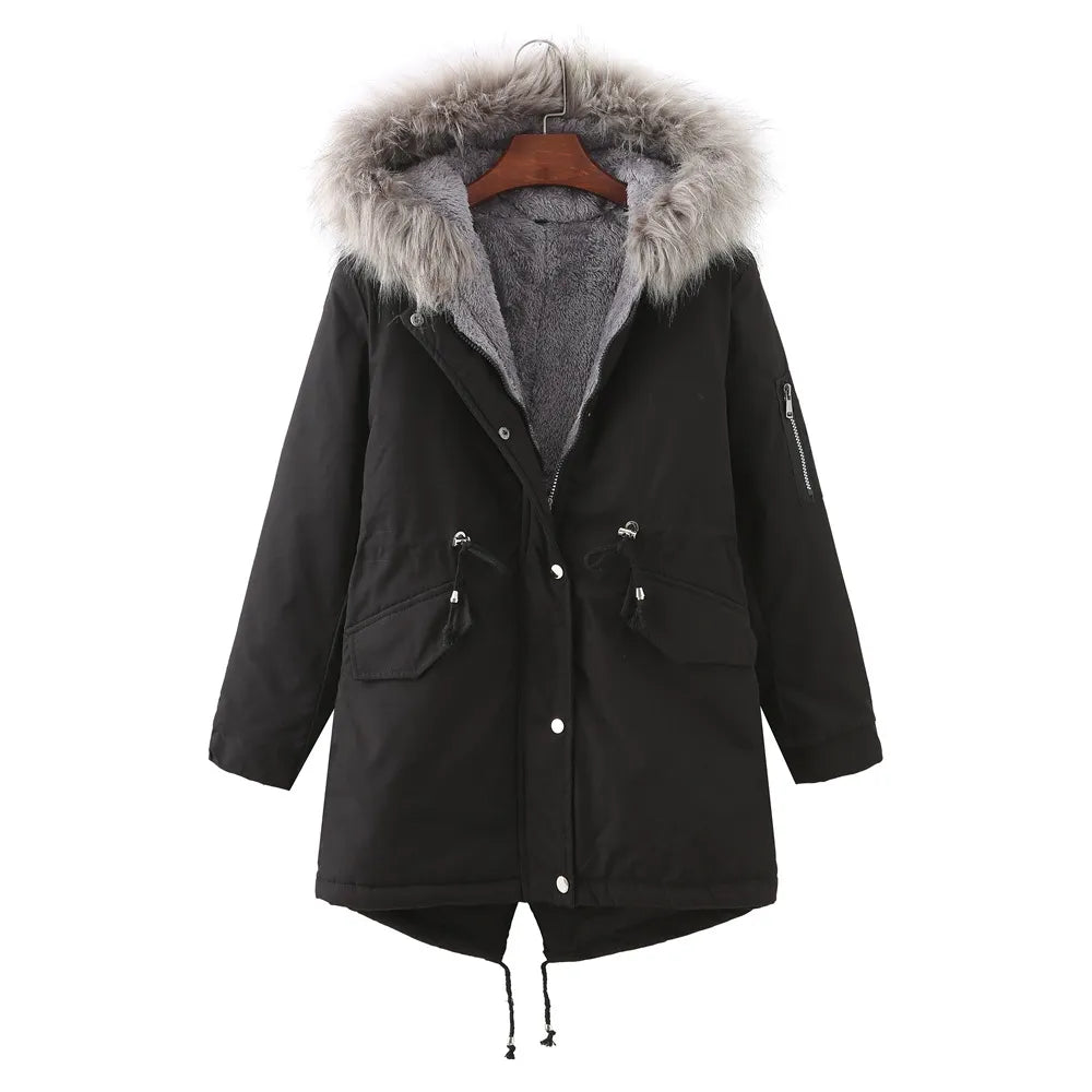 Manteau d'Hiver Luxe Doublé en Fleece avec Isolation Epaisse