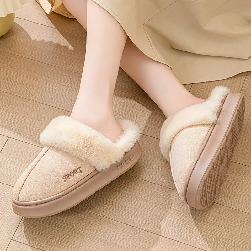 Chaleur Élégante - Chaussons en Suédine Douillets pour Femme