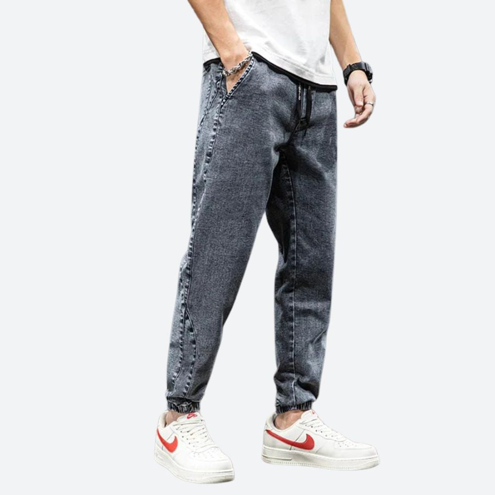 Laurent Pantalon de course en denim stretch de luxe