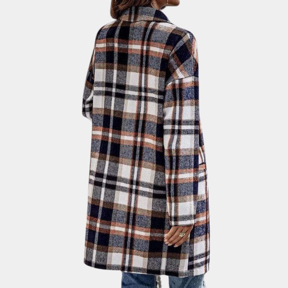 Manteau Élégance Écossaise - Manteau Long à Carreaux Haut de Gamme pour Femme