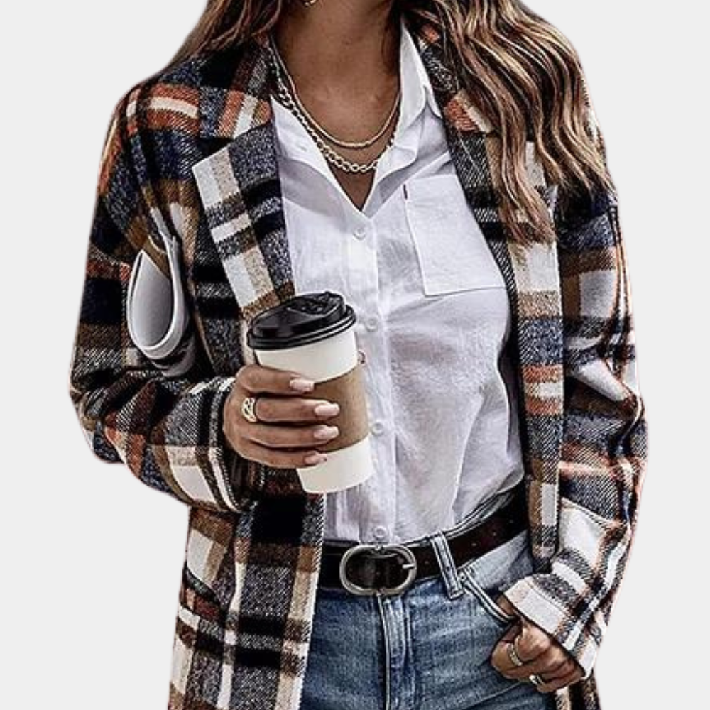 Manteau Élégance Écossaise - Manteau Long à Carreaux Haut de Gamme pour Femme