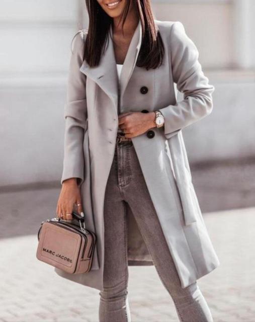 Eloise - Manteau Élégant Long Femme avec Fermeture Boutonnée Frontale