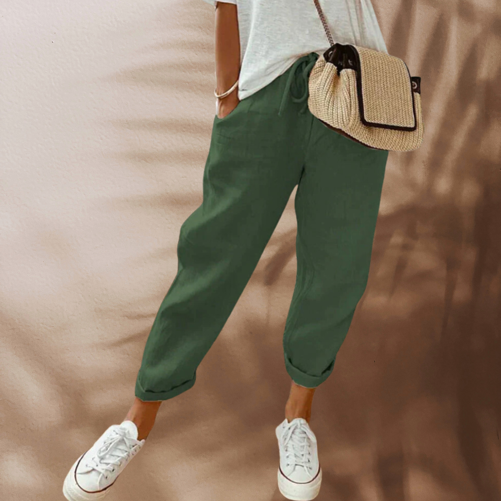 Luxe Écume - Pantalon en lin léger et élégant pour une allure sophistiquée
