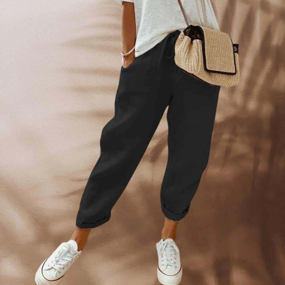 Luxe Écume - Pantalon en lin léger et élégant pour une allure sophistiquée