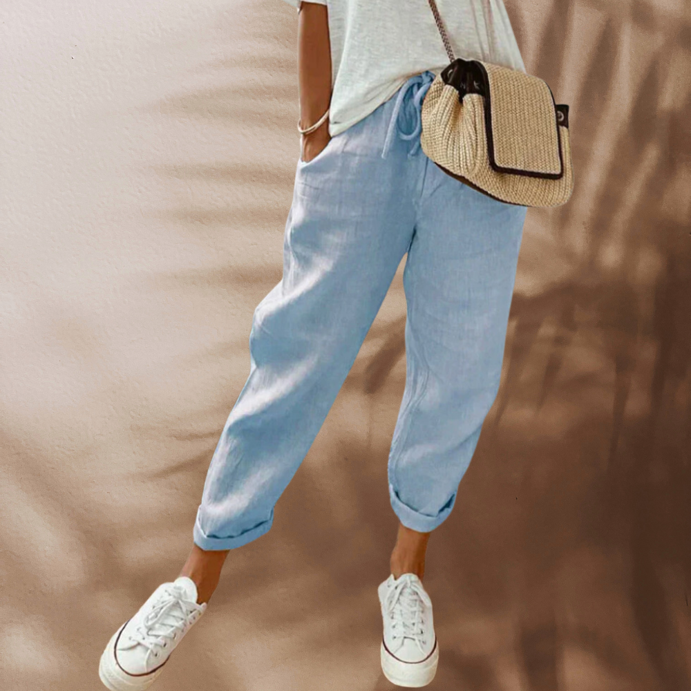 Luxe Écume - Pantalon en lin léger et élégant pour une allure sophistiquée