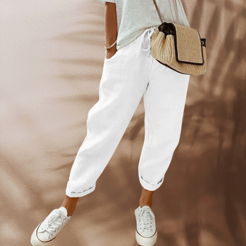 Luxe Écume - Pantalon en lin léger et élégant pour une allure sophistiquée