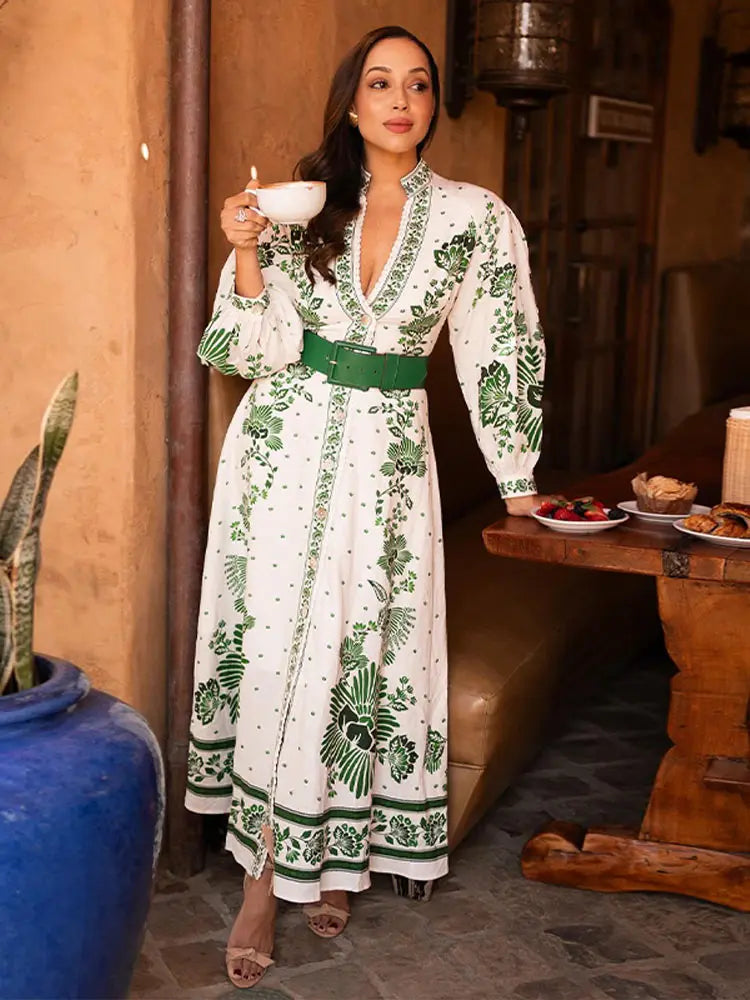 Sophia - Raffinement ultime en robe verte tendance
