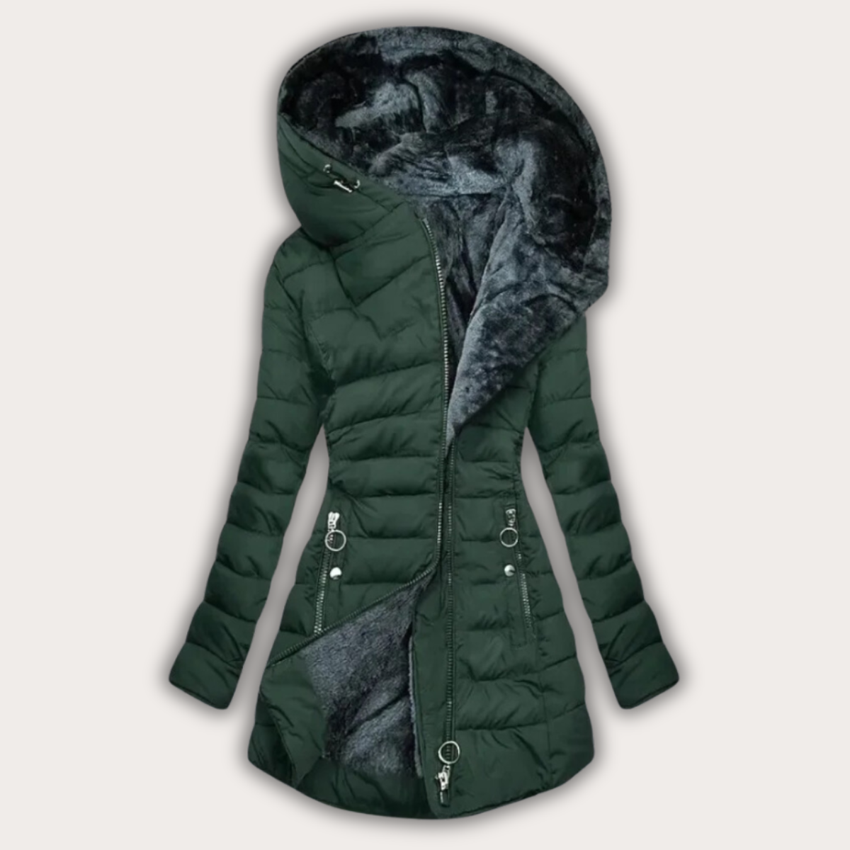 Manteau d'hiver élégant pour femmes avec capuche en fausse fourrure