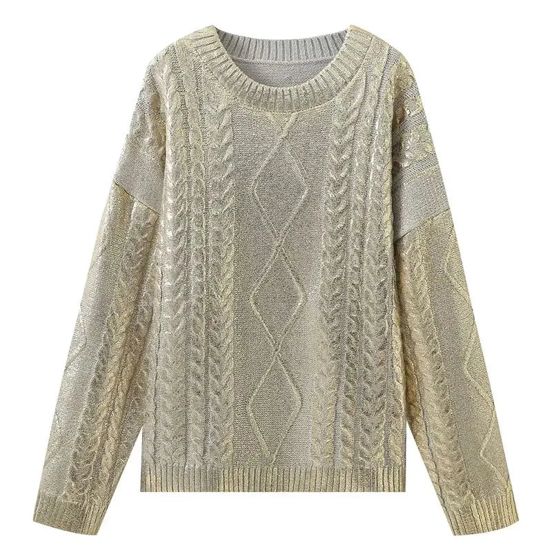 Elora - Sweat en tricot oversize à torsades