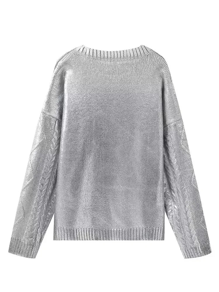Elora - Sweat en tricot oversize à torsades