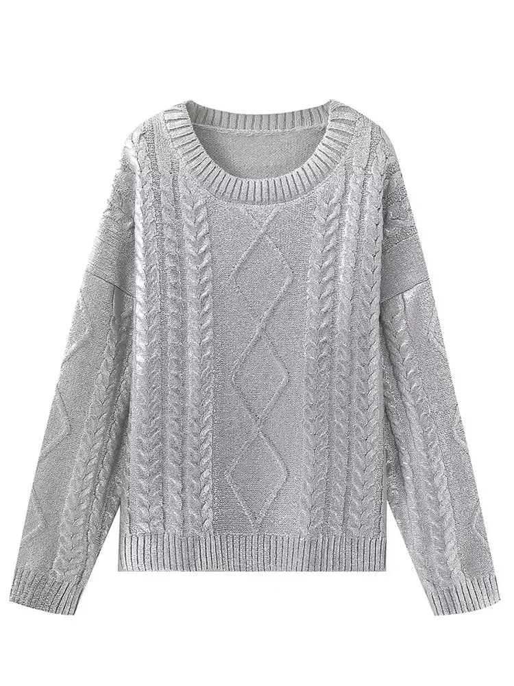 Elora - Sweat en tricot oversize à torsades