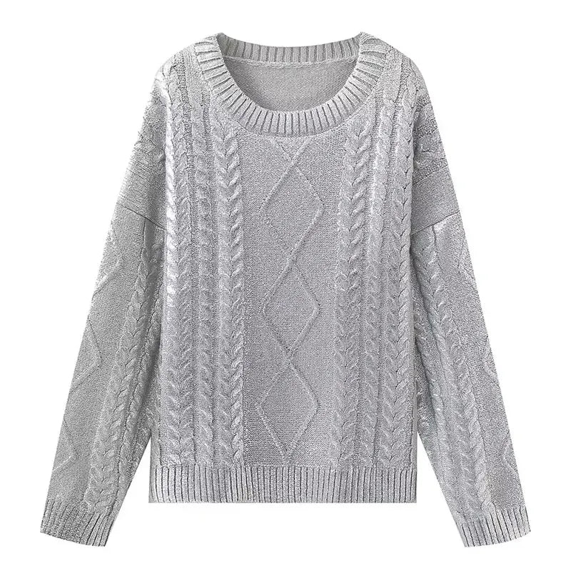 Elora - Sweat en tricot oversize à torsades