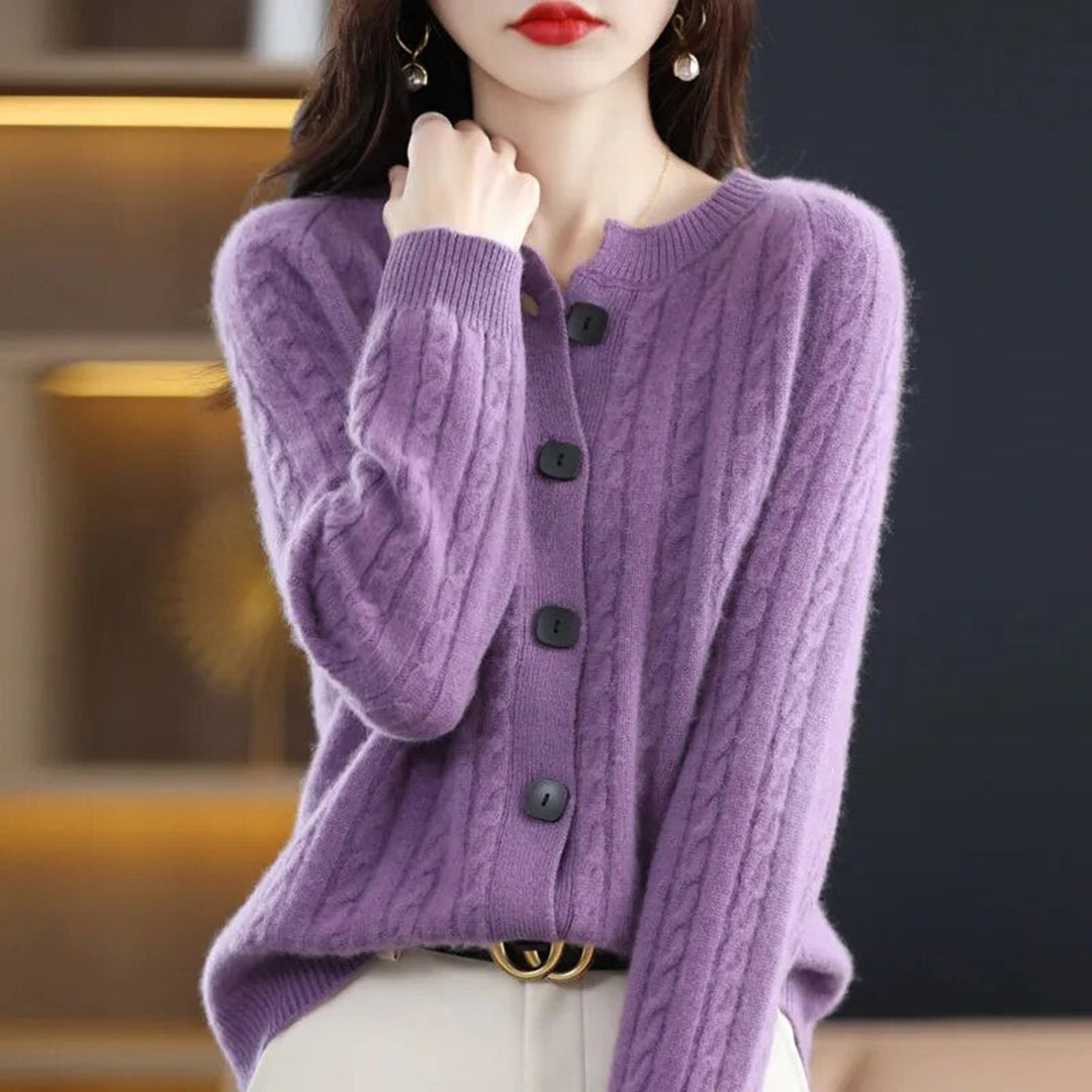 LuxePure - Gilet en laine mérinos ultra-douce pour femme, modèle à boutons, chaud et élégant