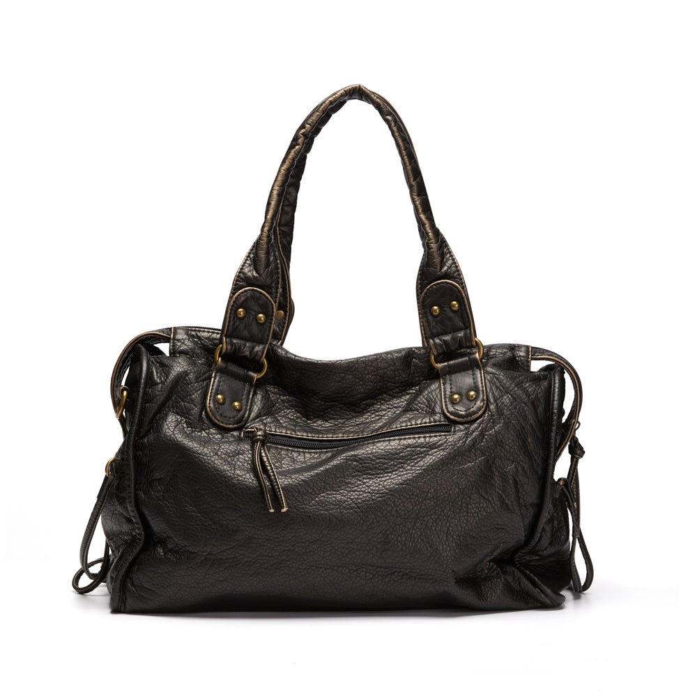 Sac à Main Élégant en Cuir Noir pour les Études - Collection Lumina