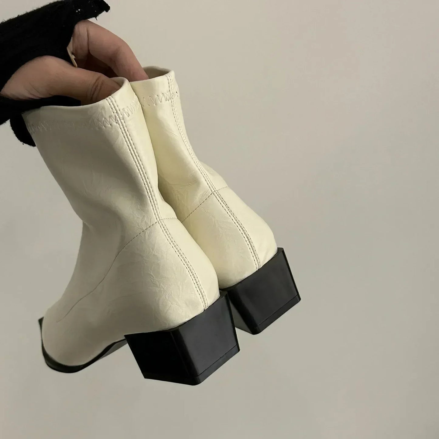 Luxe Élégance - Bottines à Talons Aiguilles en Cuir - Chaussures Automne Hiver Raffinées
