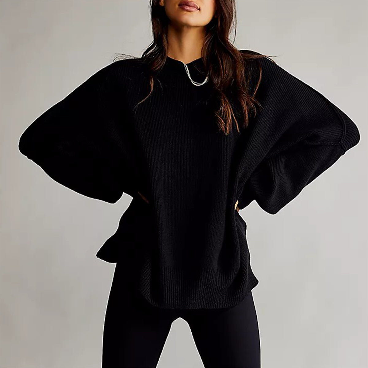 Vérona - Pull Chaleureux Rouge pour Femme à Col Rond et Coupe Oversize