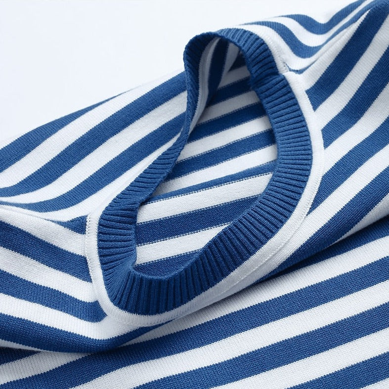 Lumineux - Polo à rayures raffiné en tissu léger