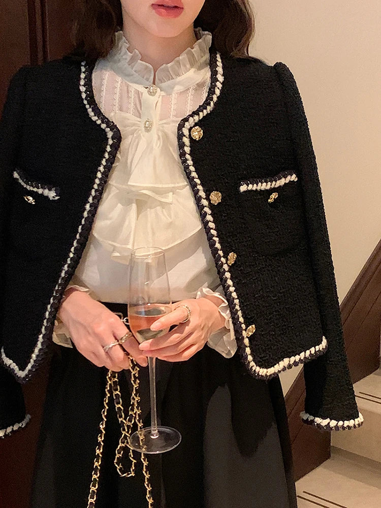 Vero - Veste en tweed élégante au style rétro avec détails frangés