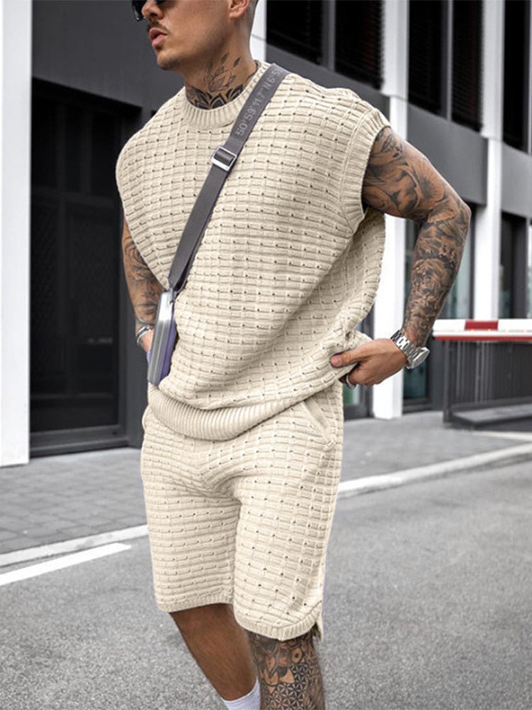 Ensemble de détente en maille de luxe pour homme pour la saison estivale