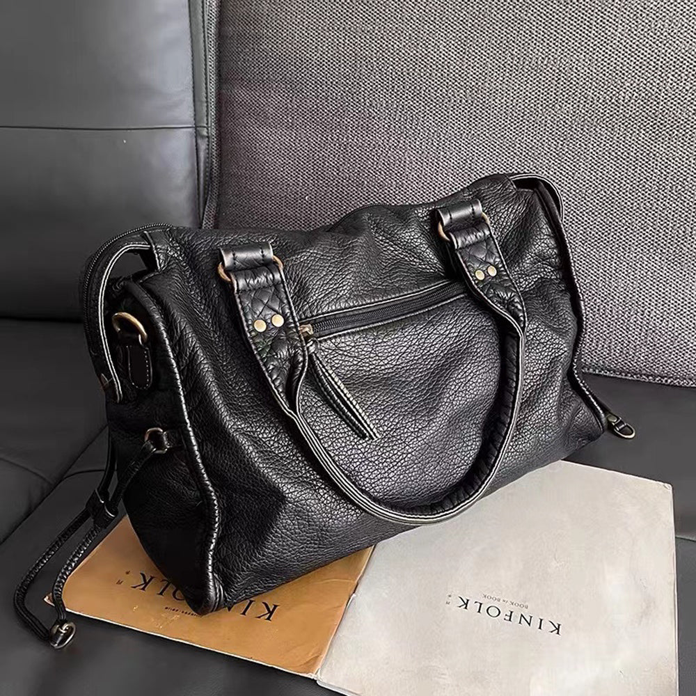 Sac à Main Élégant en Cuir Noir pour les Études - Collection Lumina