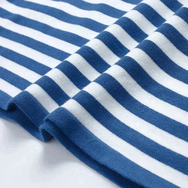 Lumineux - Polo à rayures raffiné en tissu léger