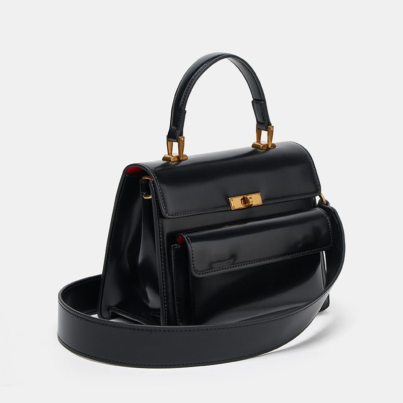 Sac à Bandoulière Vernis Noir Erin Élégance Suprême