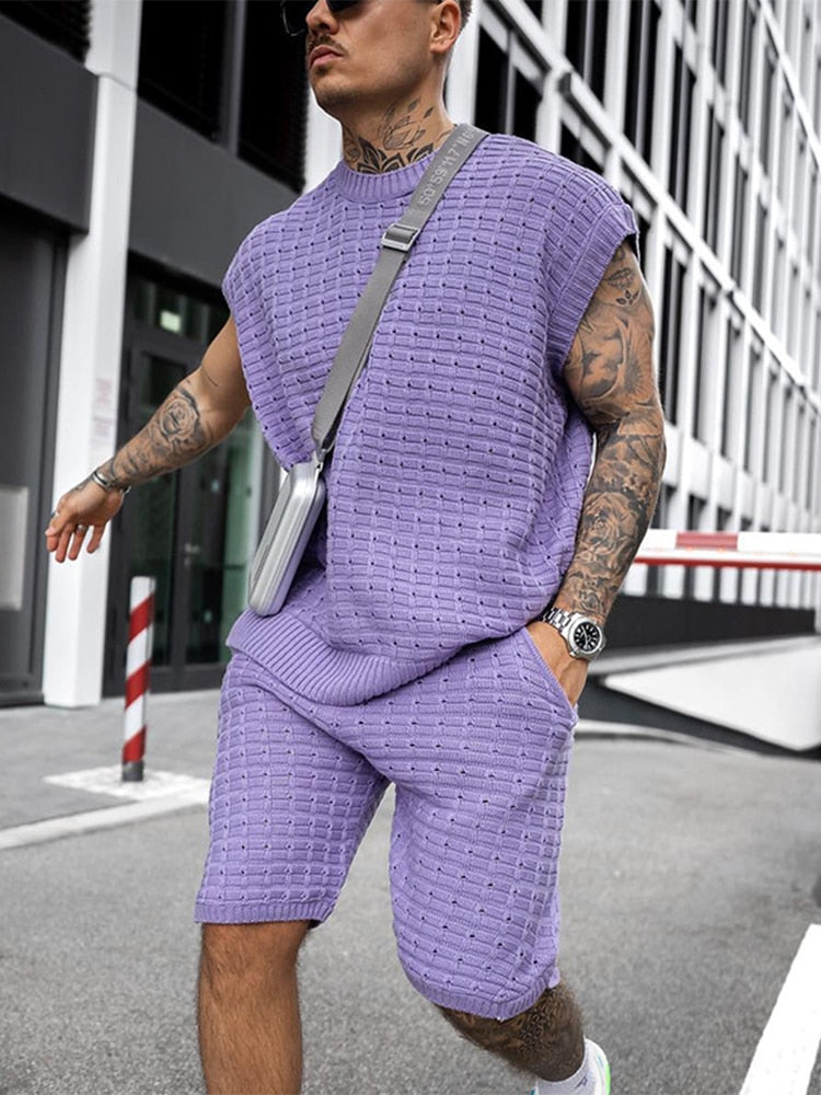 Ensemble de détente en maille de luxe pour homme pour la saison estivale