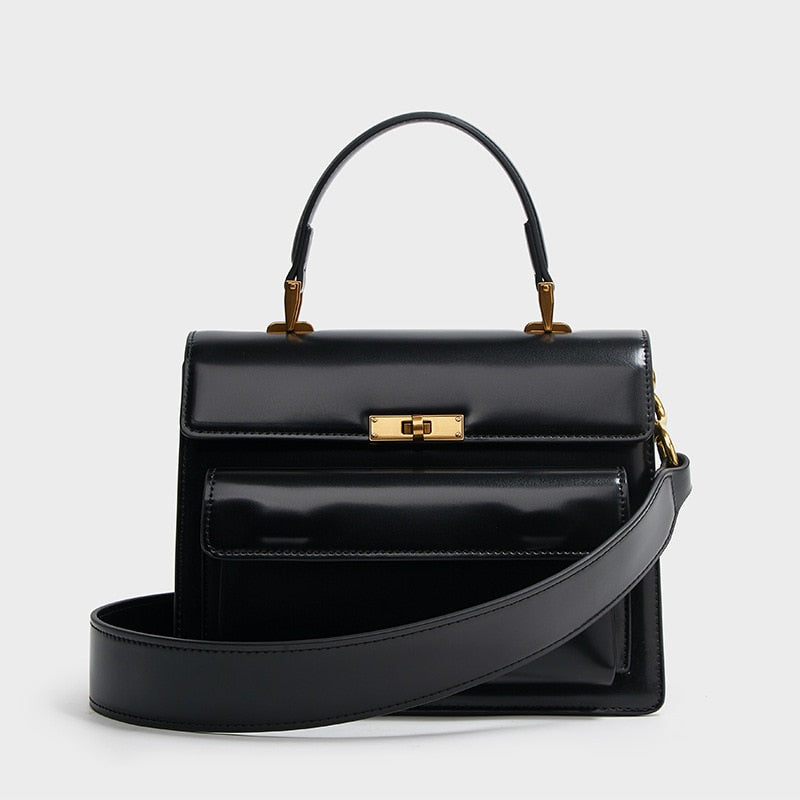 Sac à Bandoulière Vernis Noir Erin Élégance Suprême