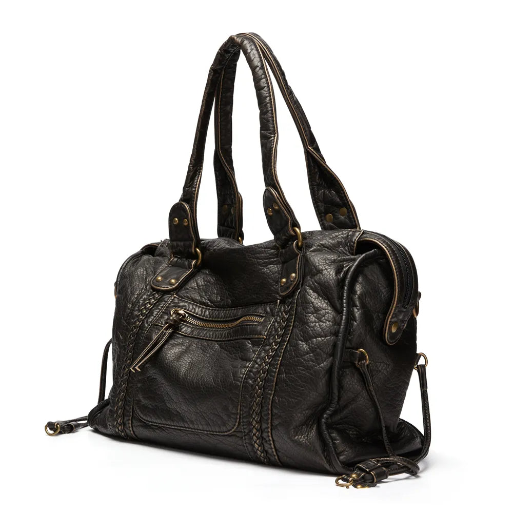 Sac à Main Élégant en Cuir Noir pour les Études - Collection Lumina