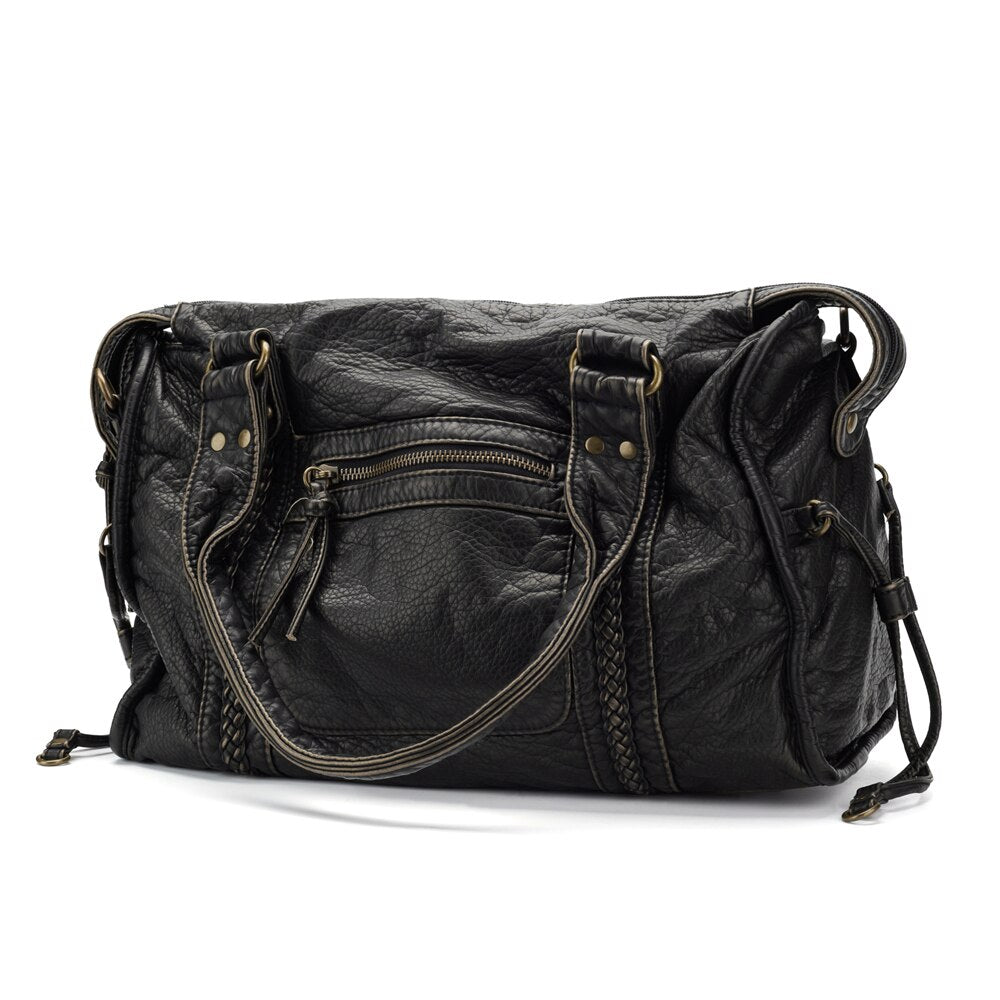Sac à Main Élégant en Cuir Noir pour les Études - Collection Lumina